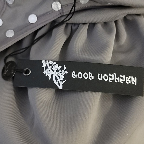 NWT Poof Couture Gray Dress W/Metal Accents Small - Picture 6 of 7